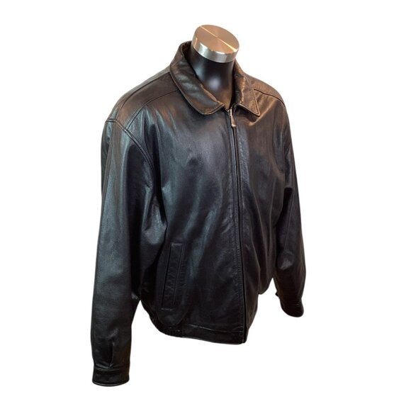 Croft & Barrow Mens Large Soft Leather Aviator Bomber Racer Dress Jacket Black - Picture 5 of 9